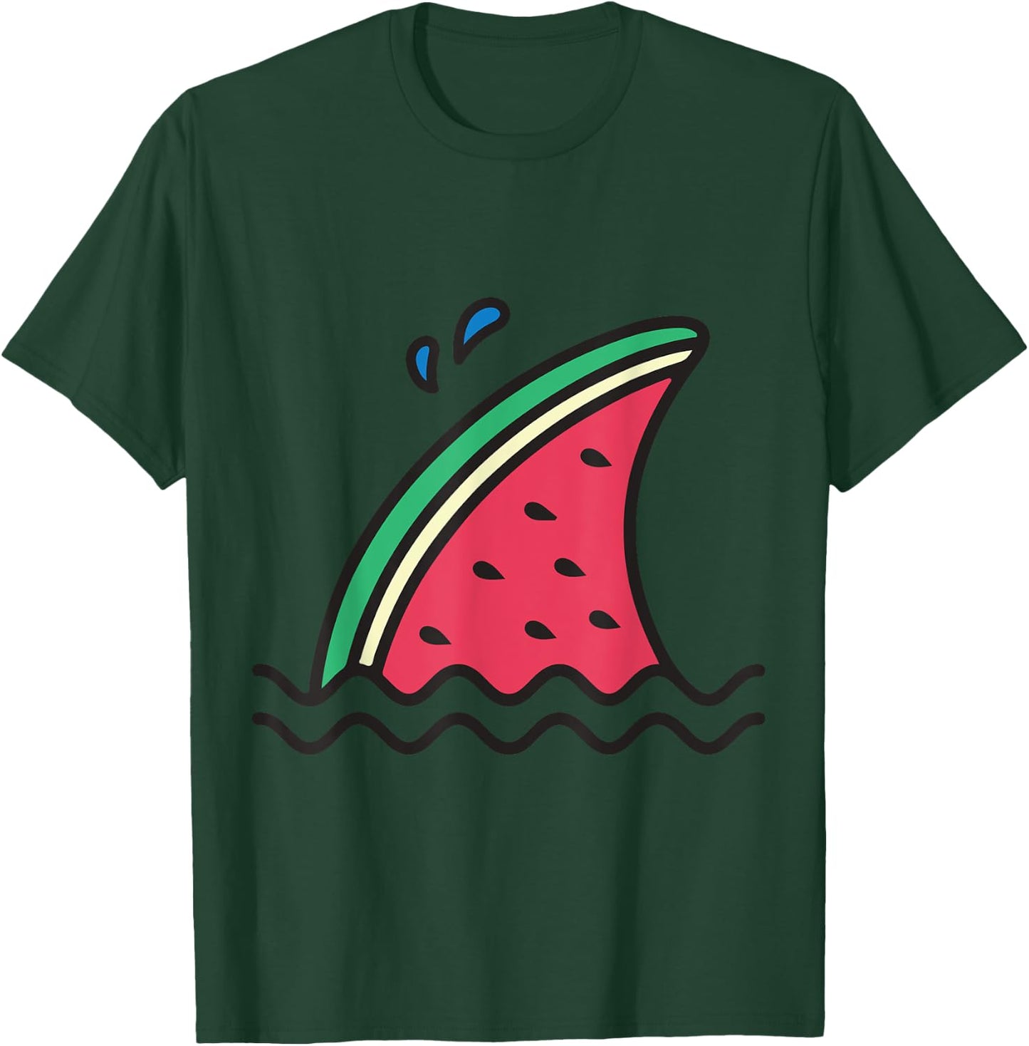 Kawaii Watermelon Shark Fin Funny Family Summer Vacation Women Girls Kids T-Shirt - T-Shirt | Forest