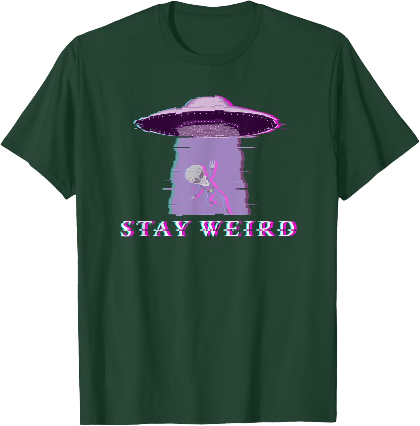 Alien Stay Weird UFO Vaporwave T-Shirt - T-Shirt | Forest