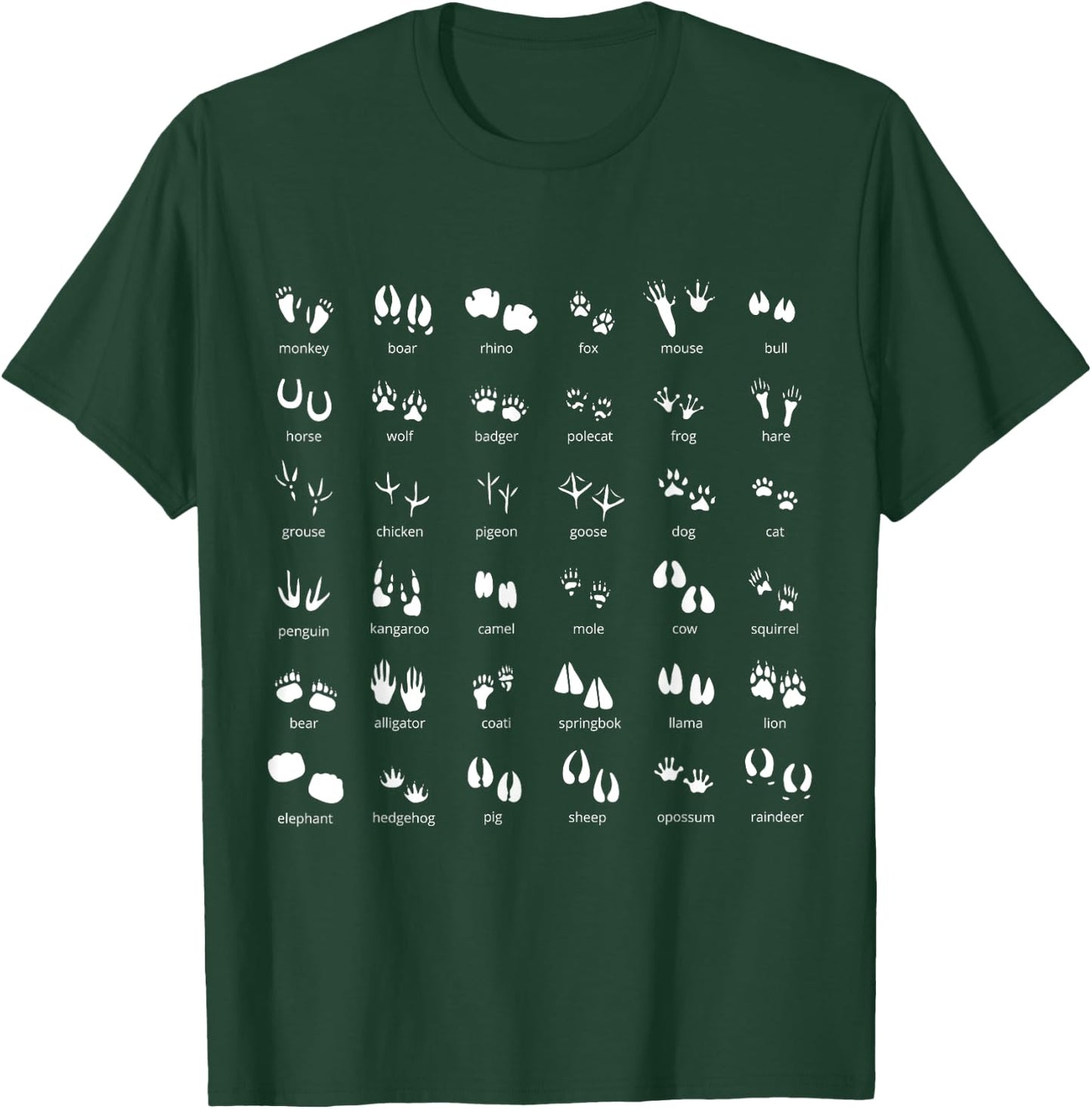 Animal Tracks Footprints Paws Nature Explorer Animals Lover T-Shirt - T-Shirt | Forest