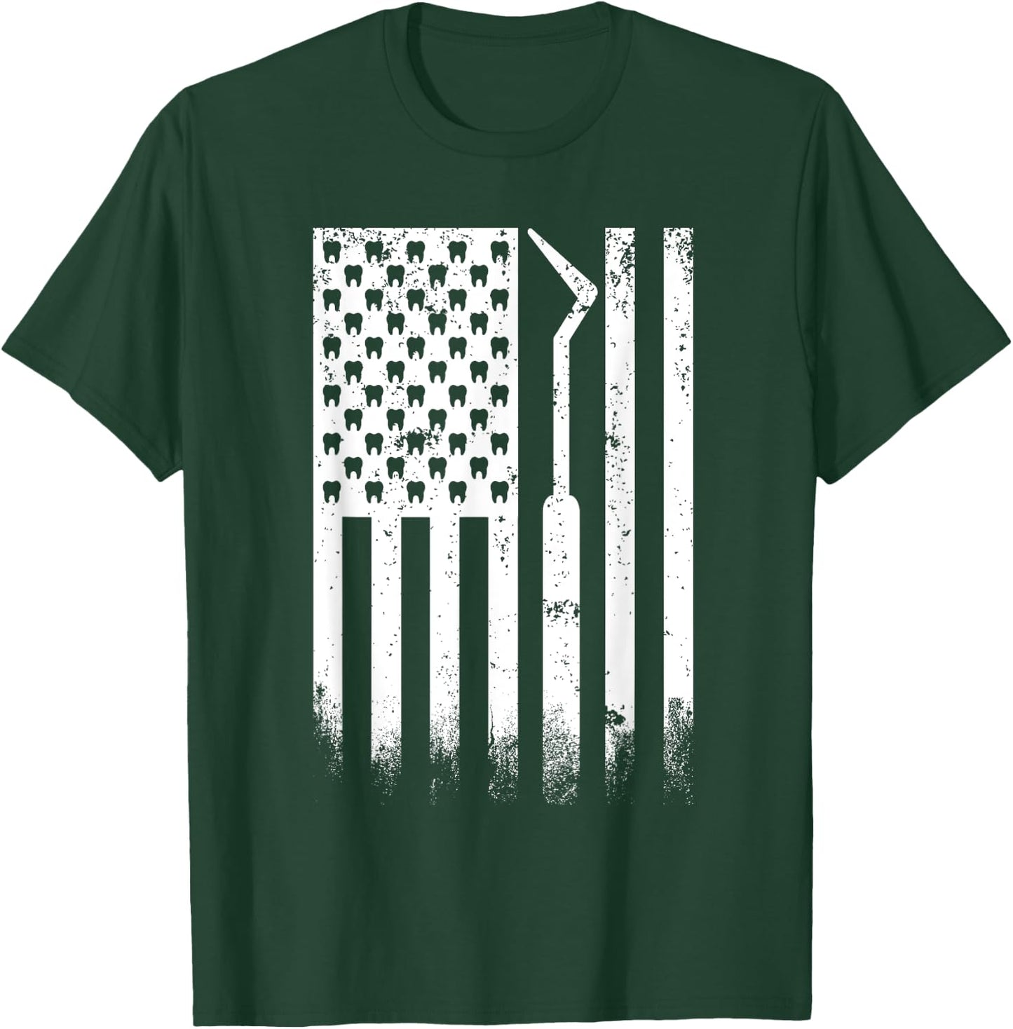 Patriotic Dentist American Flag USA Tooth US Flag dental T-Shirt - T-Shirt | Forest
