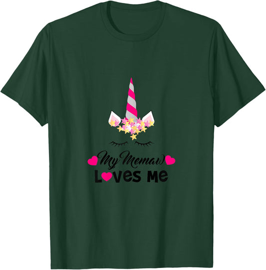 My Memaw Loves Me Unicorn Granddaughter T-Shirt - T-Shirt | Forest