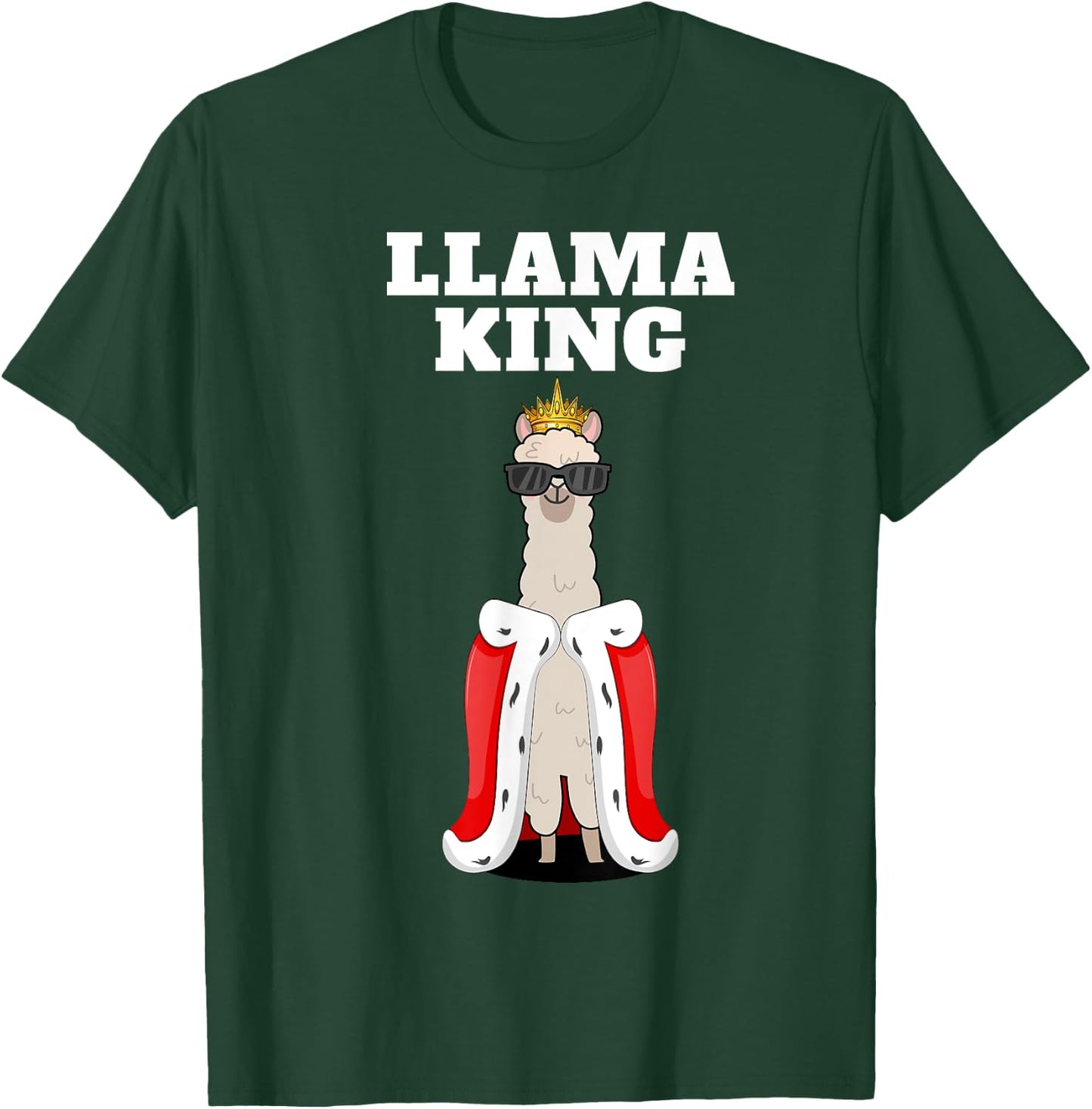 Llama King | Boys Llama | Llama , Black T-Shirt - T-Shirt | Forest