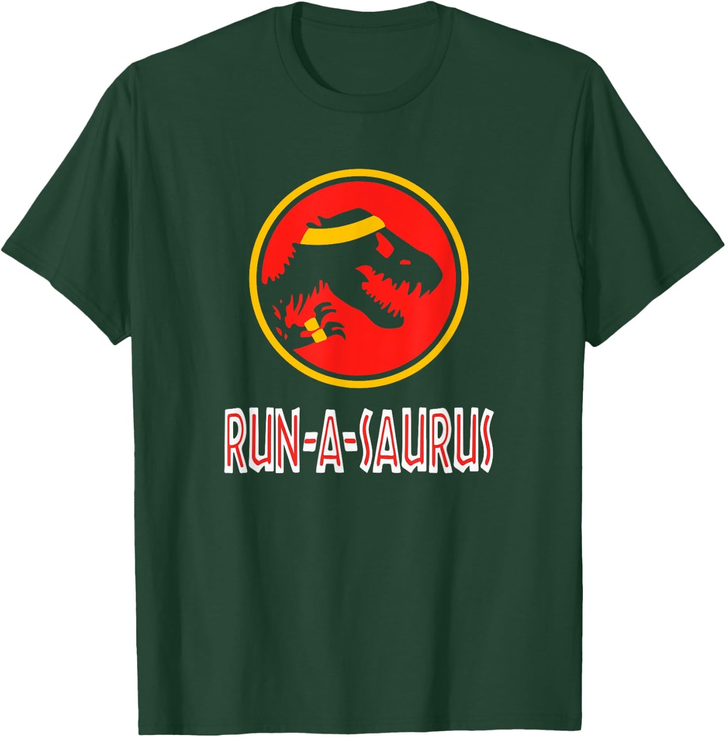 Funny Cute 5k 10k Dinosaur Run-A-Saurus Marathon Runner T-Shirt - T-Shirt | Forest