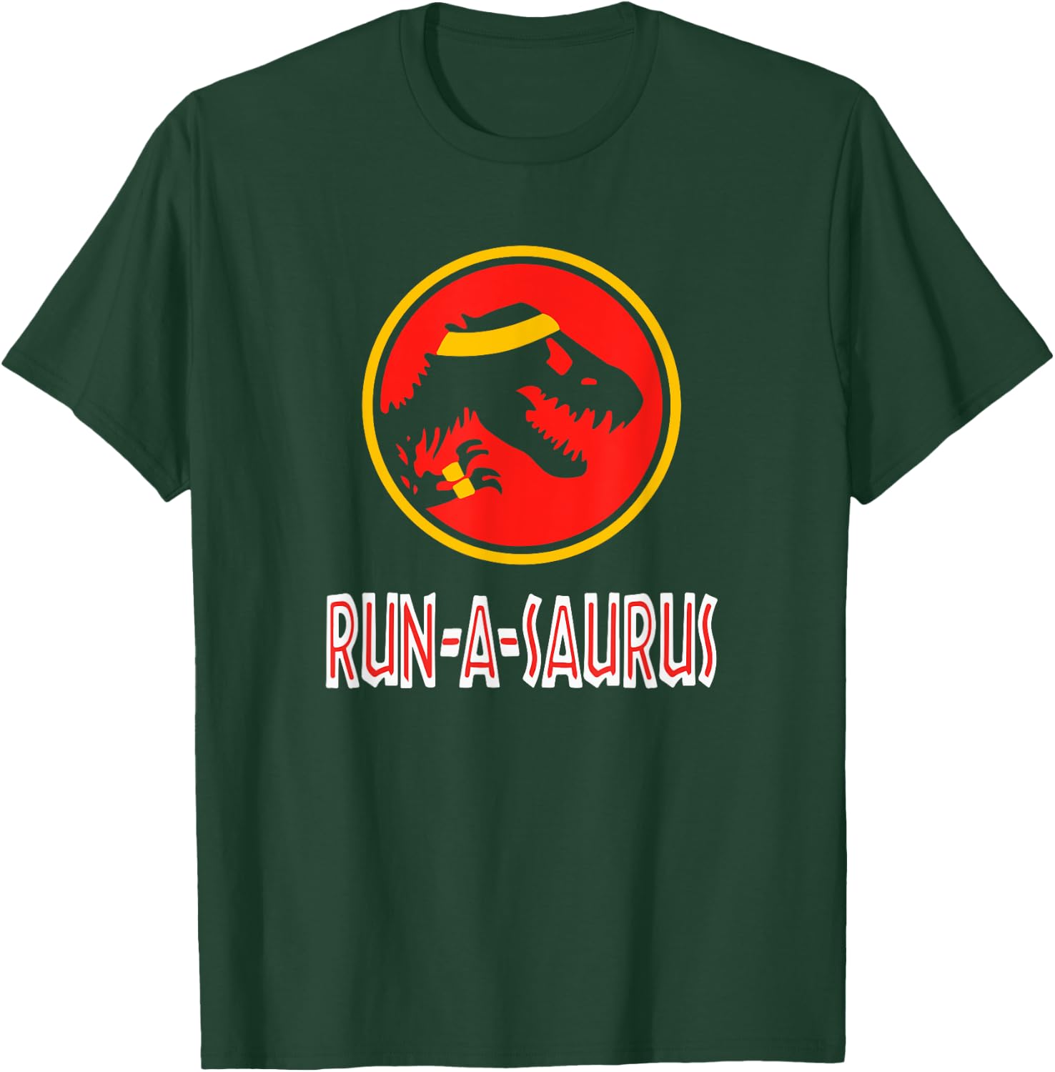 Funny Cute 5k 10k Dinosaur Run-A-Saurus Marathon Runner T-Shirt - T-Shirt | Forest