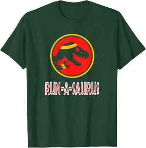 Funny Cute 5k 10k Dinosaur Run-A-Saurus Marathon Runner T-Shirt - T-Shirt | Forest