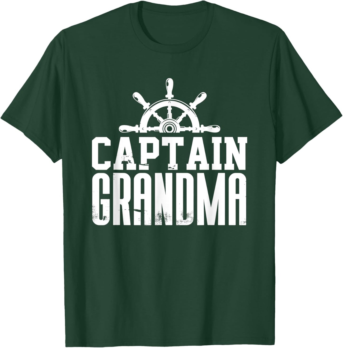 Captain Grandma Funny Family Sailing Boat Lover Ship Wheel T-Shirt - T-Shirt | Forest