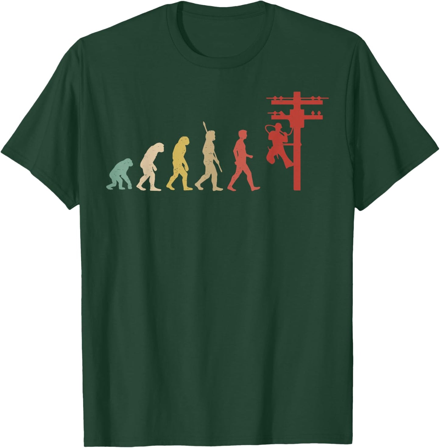 Vintage Electrician Human Evolution Vintage Lineman T-Shirt - T-Shirt | Forest
