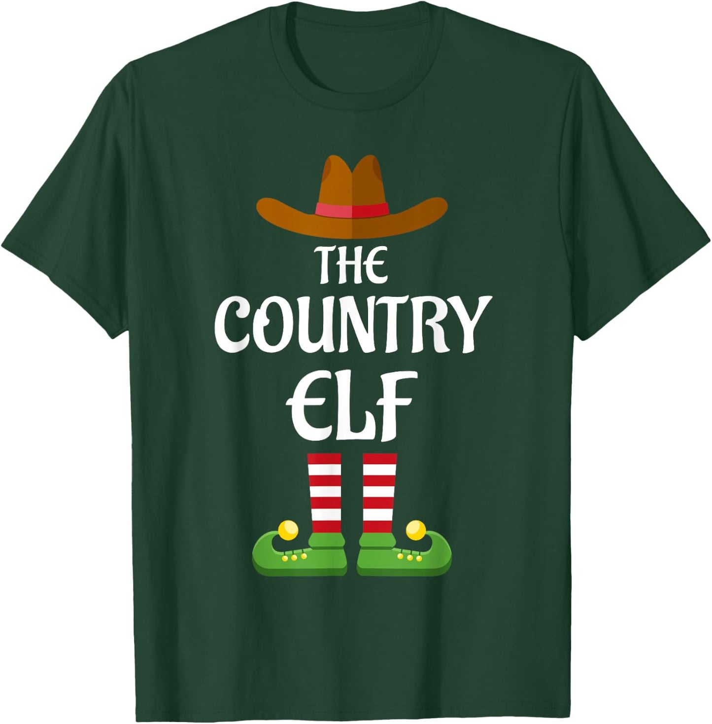 Country Elf Family Matching Group Christmas Cowboy T-Shirt - T-Shirt | Forest