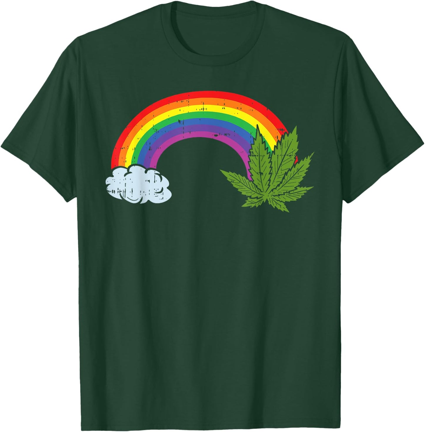 Rainbow Weed Cannabis Marijuana 420 Pot Smoker Stoner Gift T-Shirt - T-Shirt | Forest