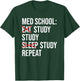 Med School Eat Study Sleep Repeat Funny Medical Student T-Shirt - T-Shirt | Forest
