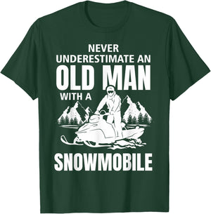 Snowmobile Never Underestimate An Oldman Winter Sports T-Shirt - T-Shirt | Forest