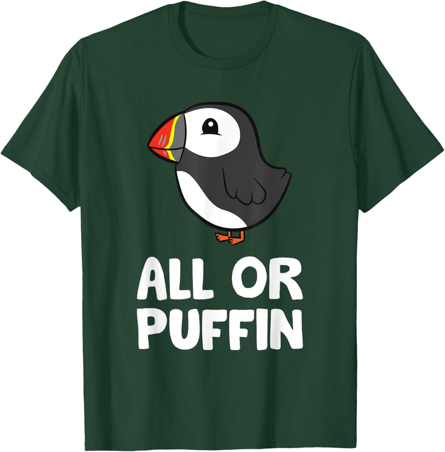 Funny Puffin Bird Gifts All Or Puffin -Adults and Kids Black Cartoon Puffin Small T-Shirt - T-Shirt | Forest