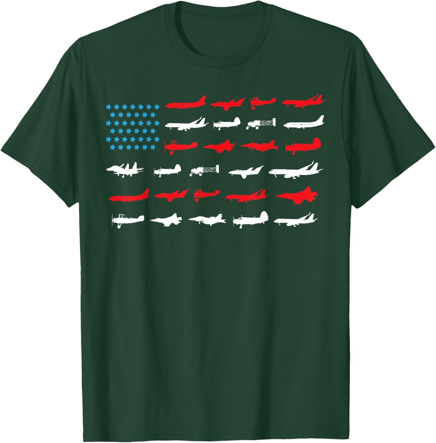 Pilot Shirt, Airplanes As American Flag, Plane Aviation T-Shirt - T-Shirt | Forest