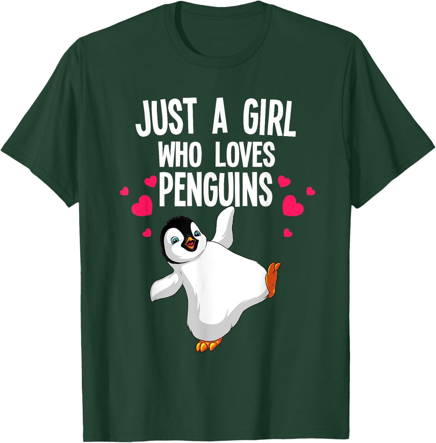 Funny Penguin Design Girls Kids Aquatic Bird Lover T-Shirt - T-Shirt | Forest