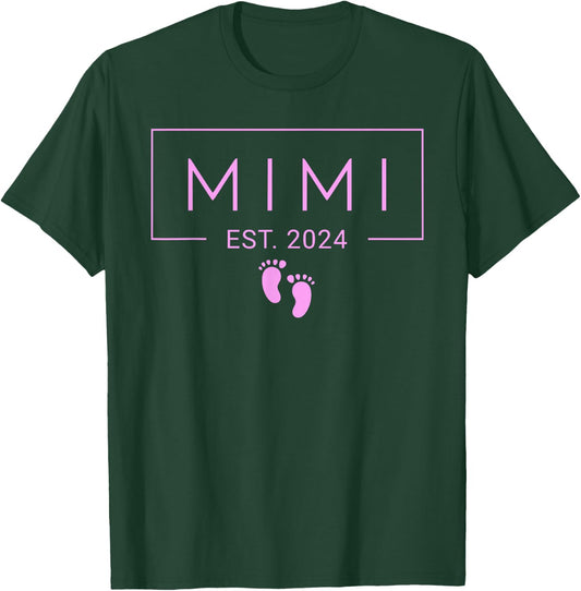 Mimi Established Est 2024 Girl Newborn New Meemaw T-Shirt - T-Shirt | Forest