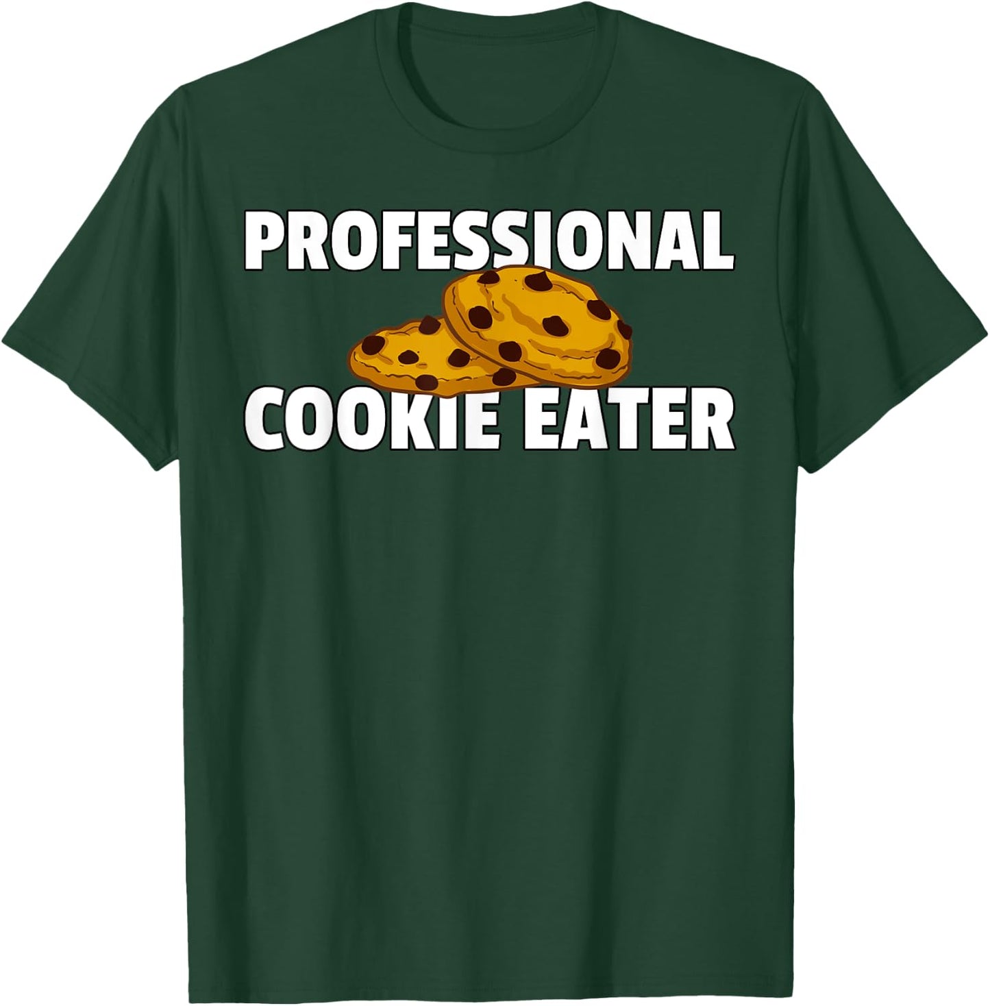 Chocolate Chip Cookie Lover -Adult Black , Small, Short Sleeve, Letter Print, Modern Casual, Professional Cookie Eater T-Shirt - T-Shirt | Forest