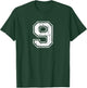 Number 9 Nine Distressed Vintage Sports Training Practice T-Shirt - T-Shirt | Forest