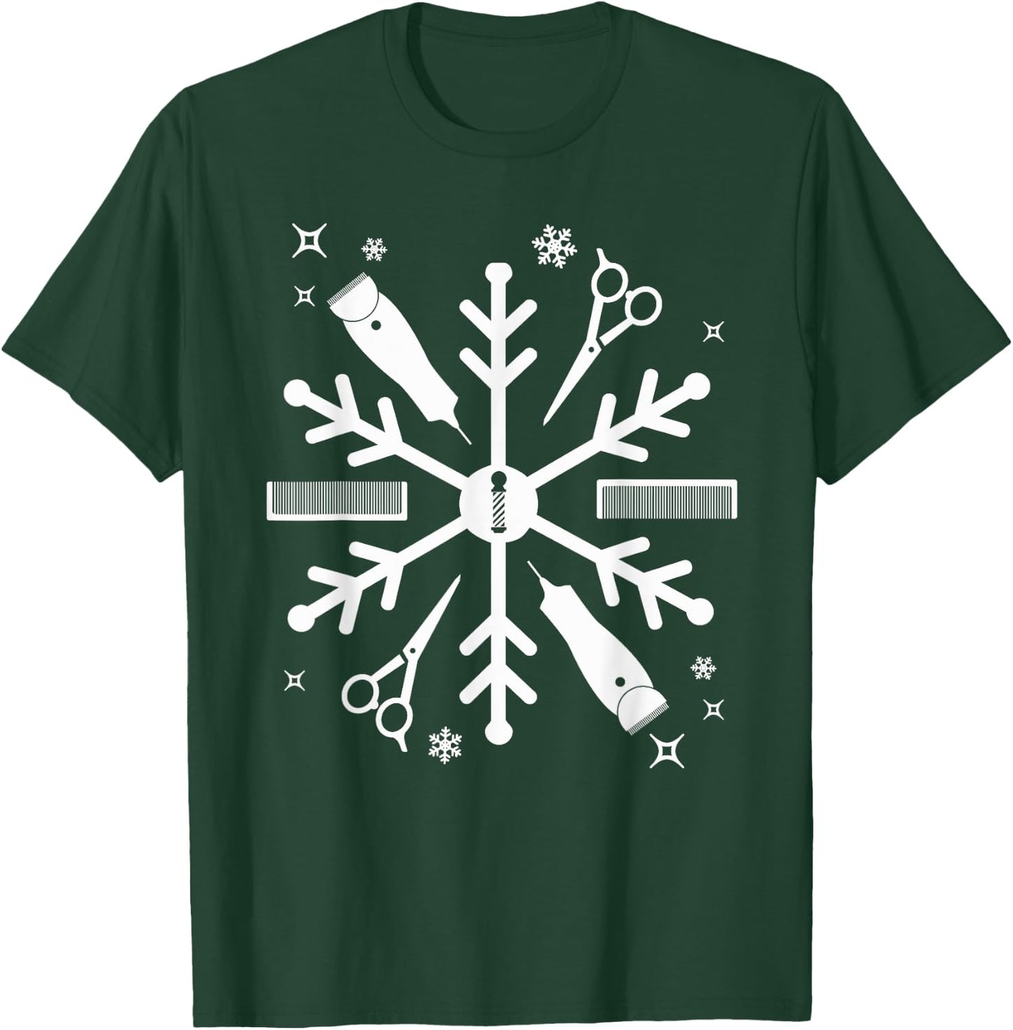 Funny Barber Shirt Christmas Snowflake Hair Stylist T-Shirt - T-Shirt | Forest