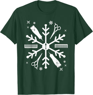 Funny Barber Shirt Christmas Snowflake Hair Stylist T-Shirt - T-Shirt | Forest