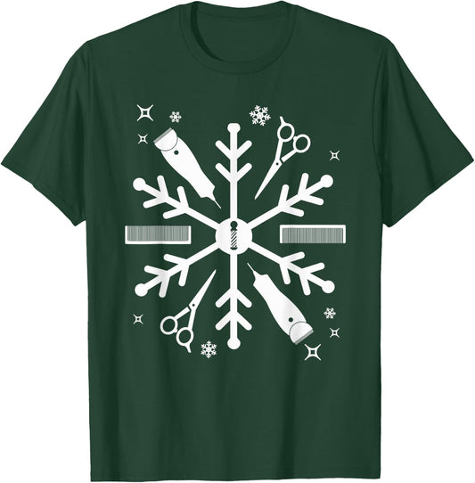 Funny Barber Shirt Christmas Snowflake Hair Stylist T-Shirt - T-Shirt | Forest