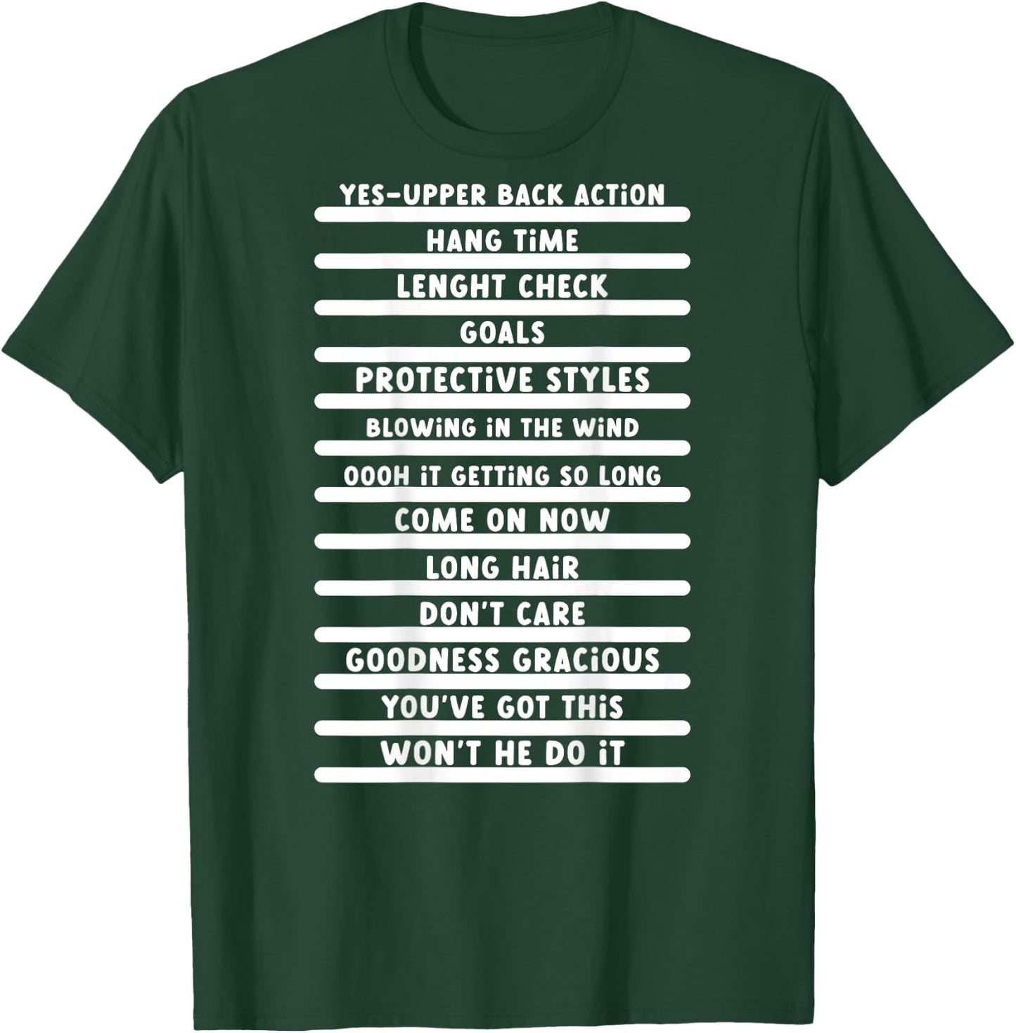 Track Your Long Natural Hair - Length Check Hair Backprint T-Shirt - T-Shirt | Forest