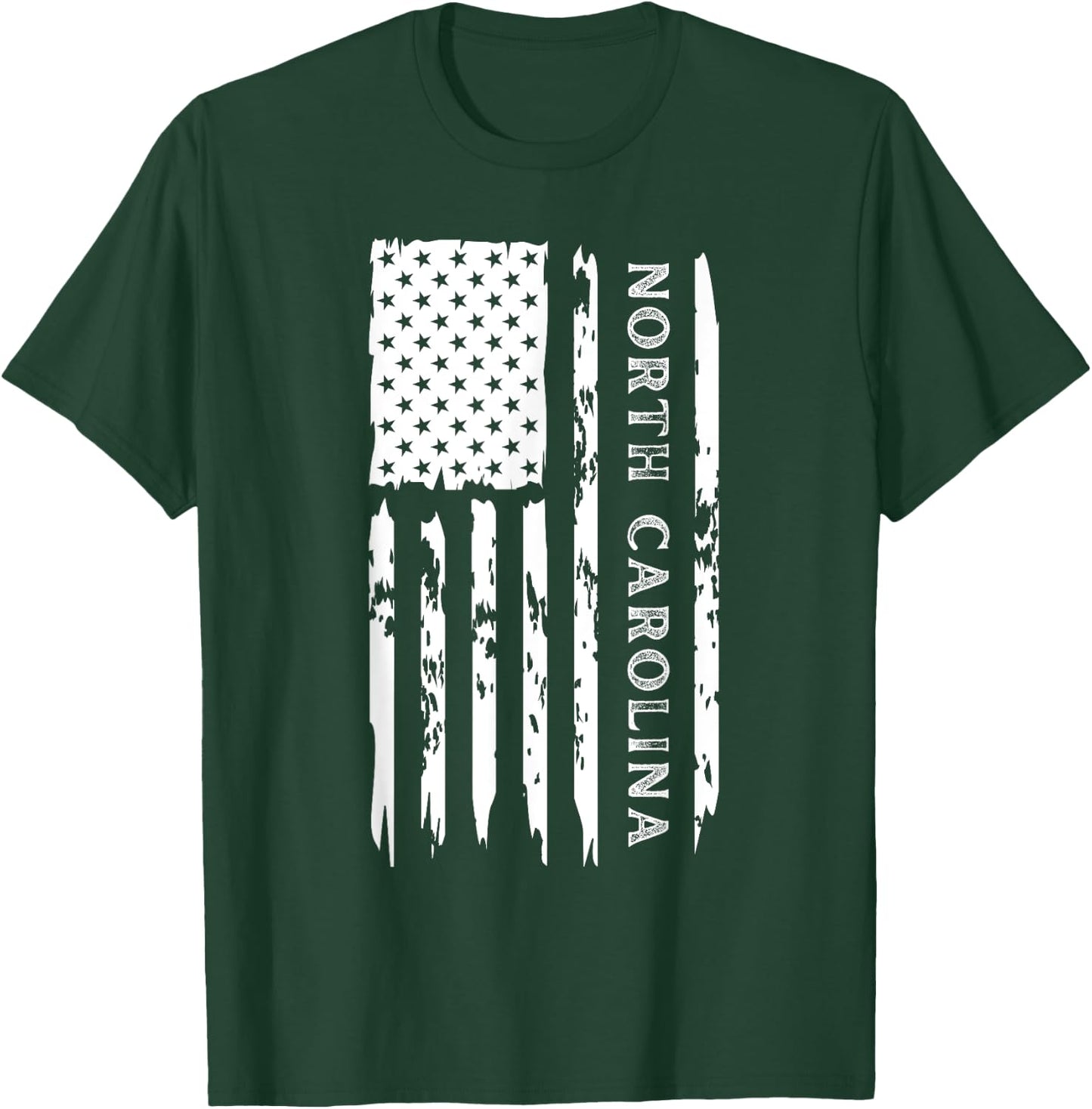 I Love North Carolina NC State City American Flag 4th July T-Shirt - T-Shirt | Forest
