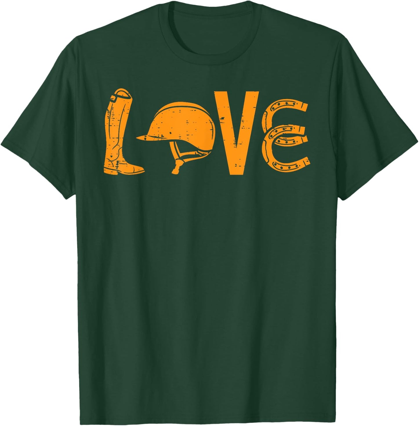 Boots Helmet Horseshoe Love Riding Horse Lover Equestrian T-Shirt - T-Shirt | Forest