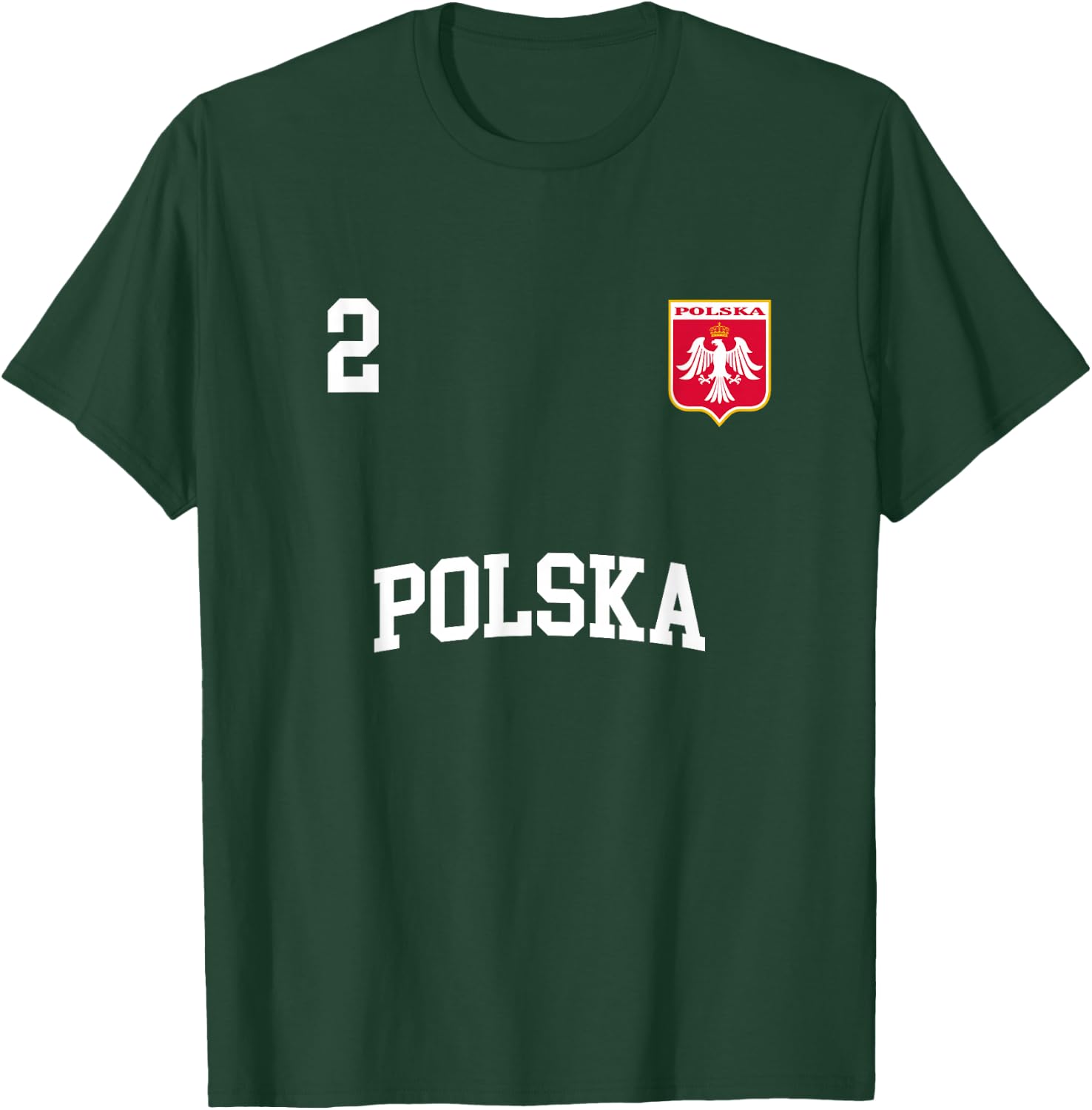 Poland Team Sports Number 2 Soccer Polish Flag T-Shirt - T-Shirt | Forest
