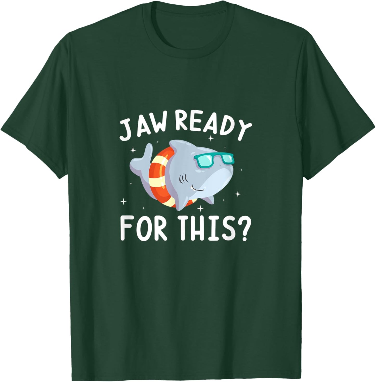 Jaw Ready For This? Shark Ocean Swimming Summer T-Shirt - T-Shirt | Forest