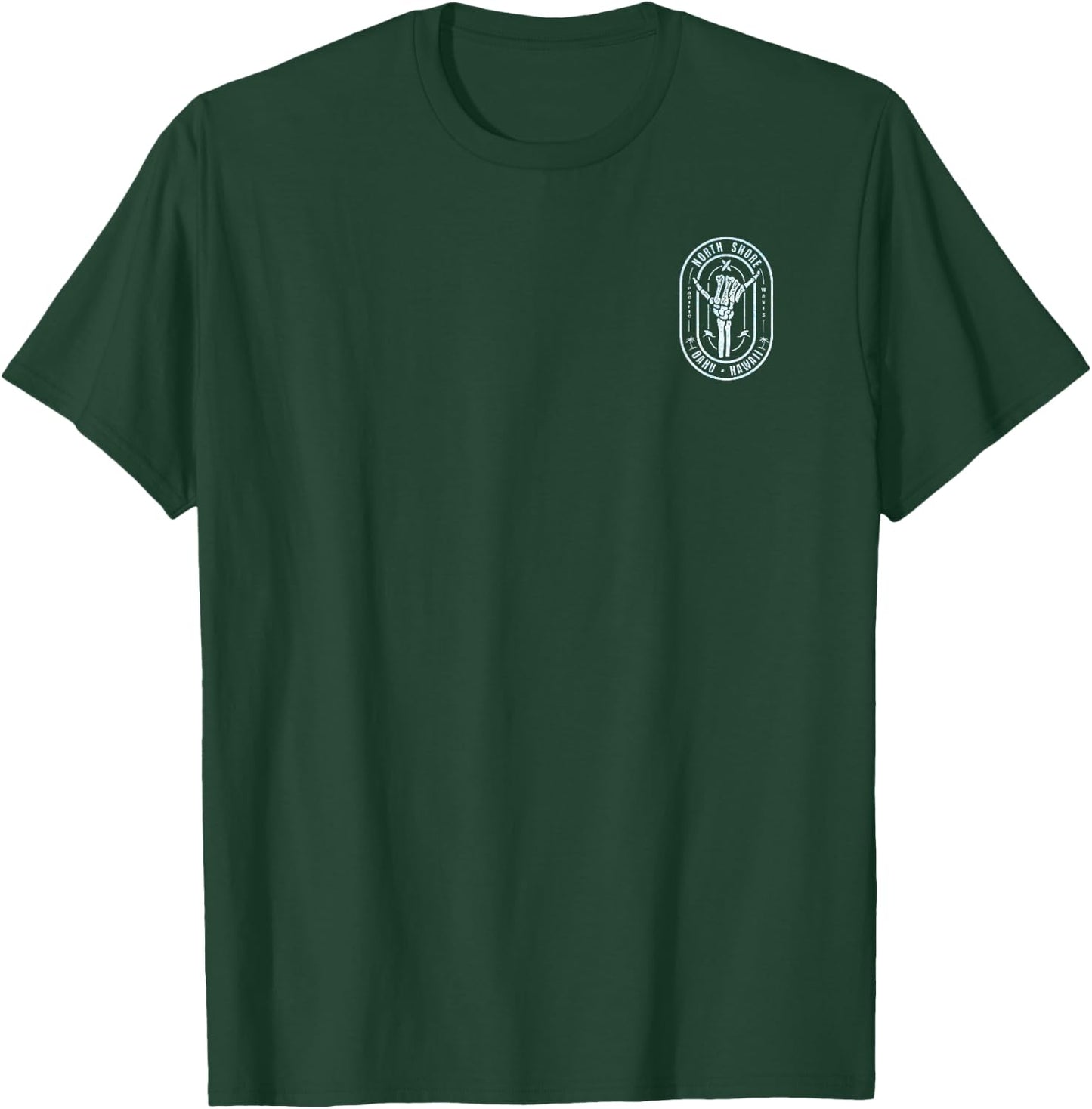 Left Chest & Back print - Shaka Oahu Hawaii T-Shirt - T-Shirt | Forest
