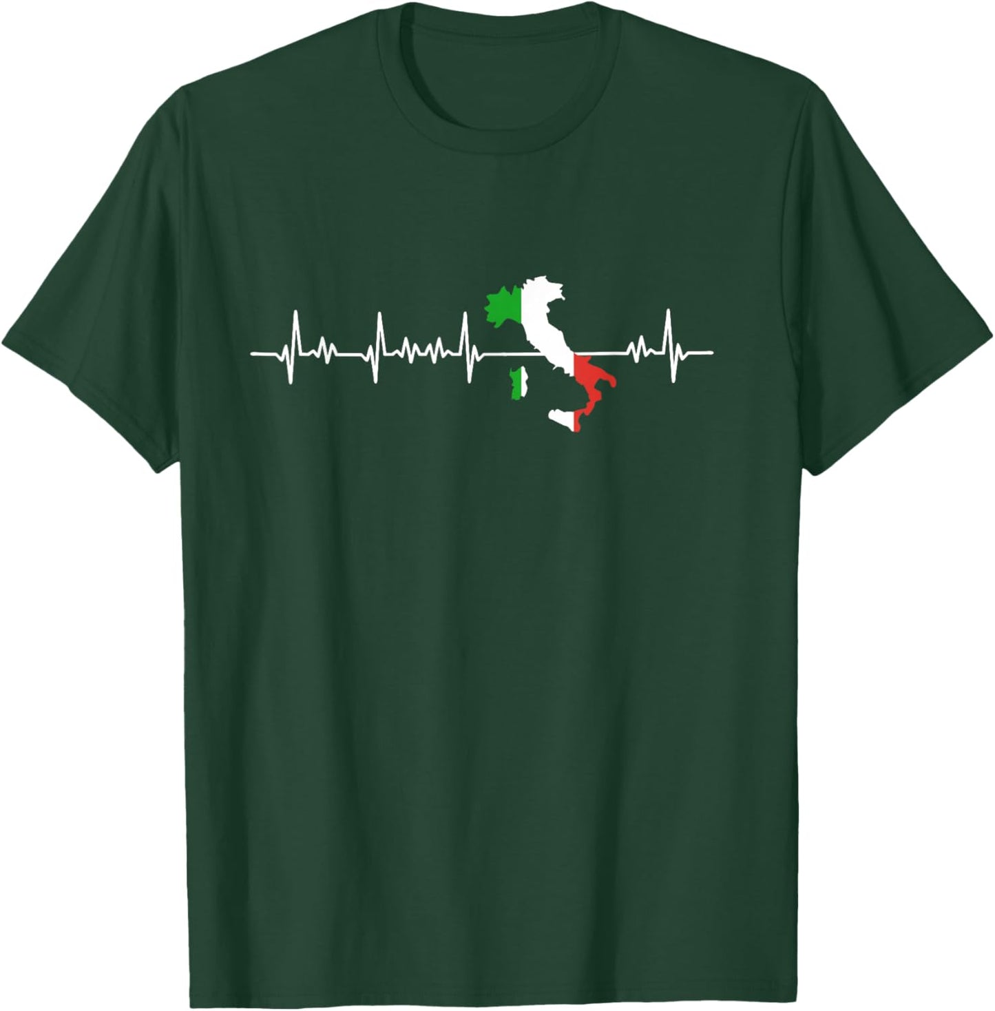 Heartbeat Italy Italian Flag T-Shirt - T-Shirt | Forest