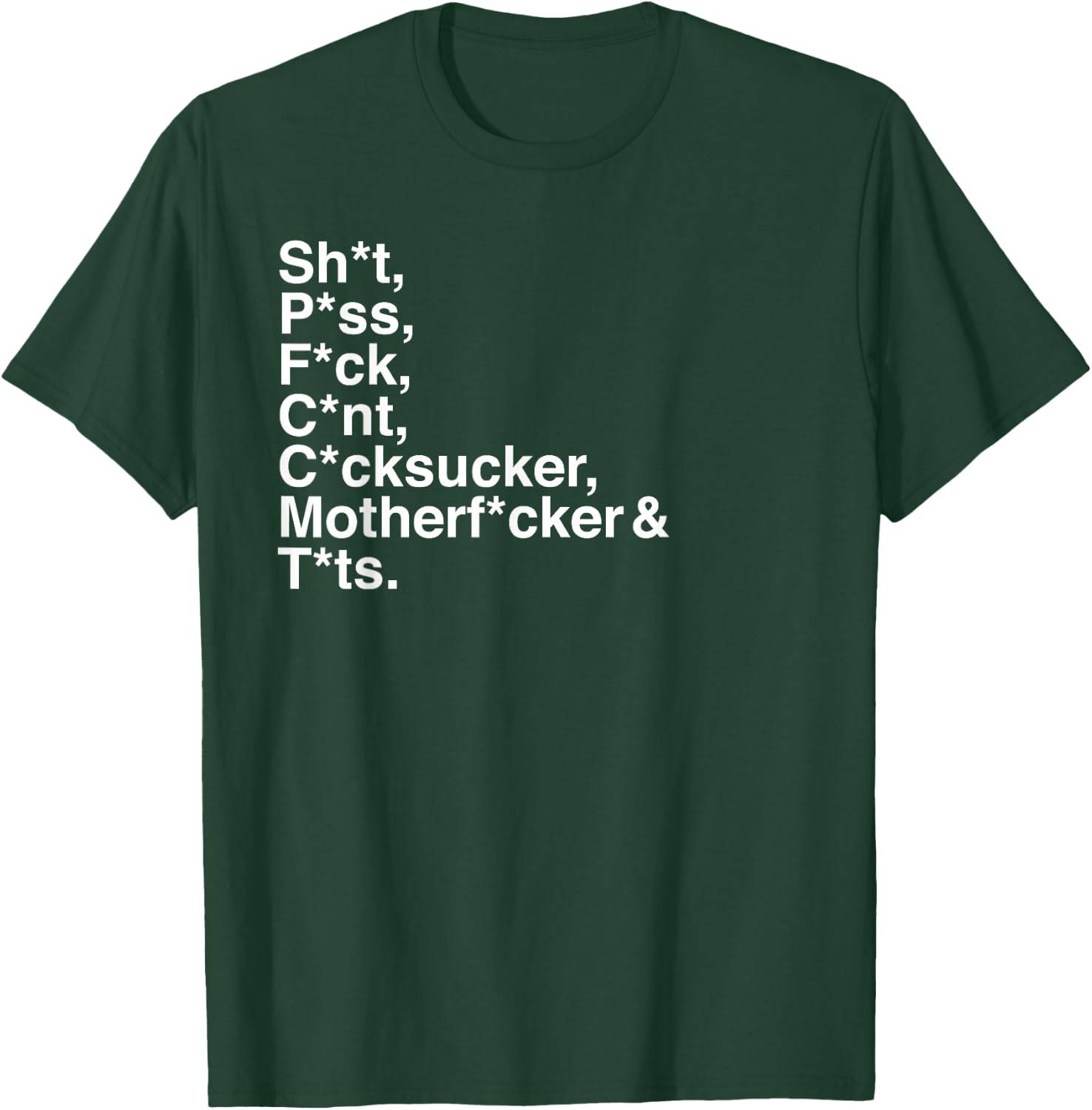 Profanity, Seven Obscene Words, Ironic Censored Helvetica T-Shirt - T-Shirt | Forest