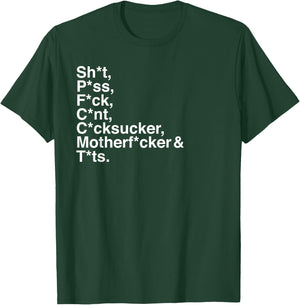 Profanity, Seven Obscene Words, Ironic Censored Helvetica T-Shirt - T-Shirt | Forest
