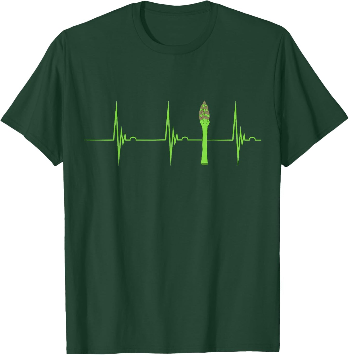 Asparagus Heartbeat EKG Pulse Vegan Food Green Vegetarian T-Shirt - T-Shirt | Forest