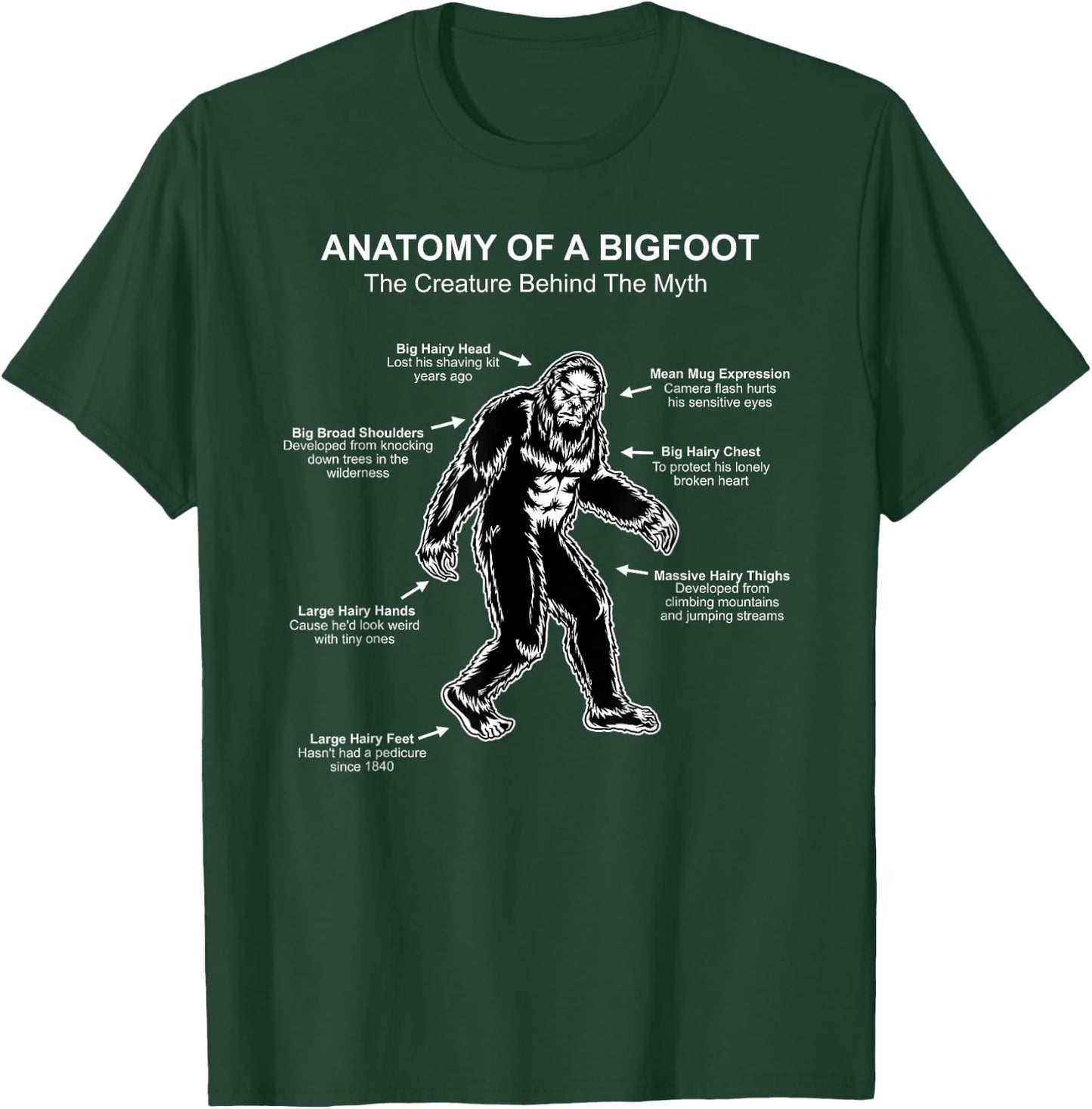 Bigfoot for Science Lovers: Anatomy of A Bigfoot T-Shirt - T-Shirt | Forest