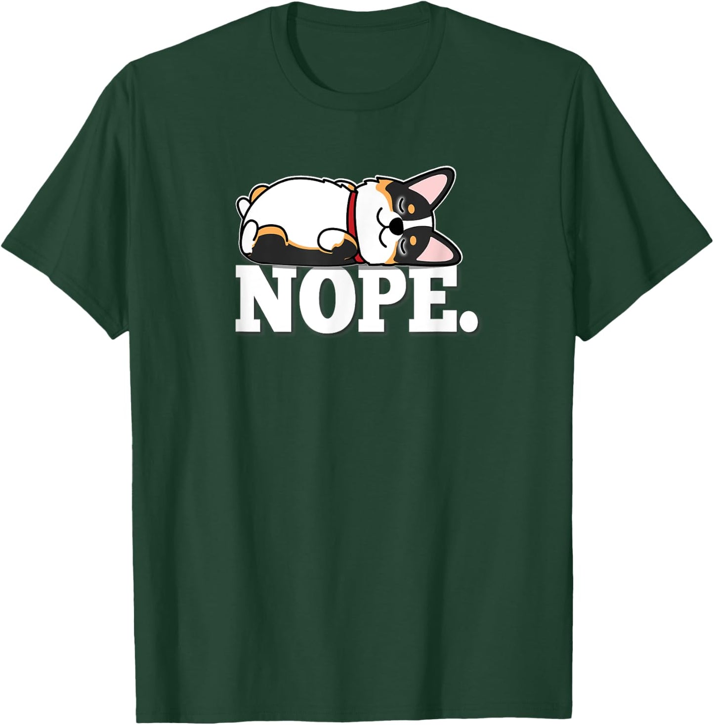 Kawaii Napping NOPE Black Tricolor Corgi Lover T-Shirt - T-Shirt | Forest