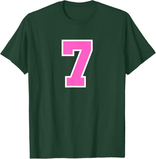 Pink Sports Team Number #7 T-Shirt - T-Shirt | Forest