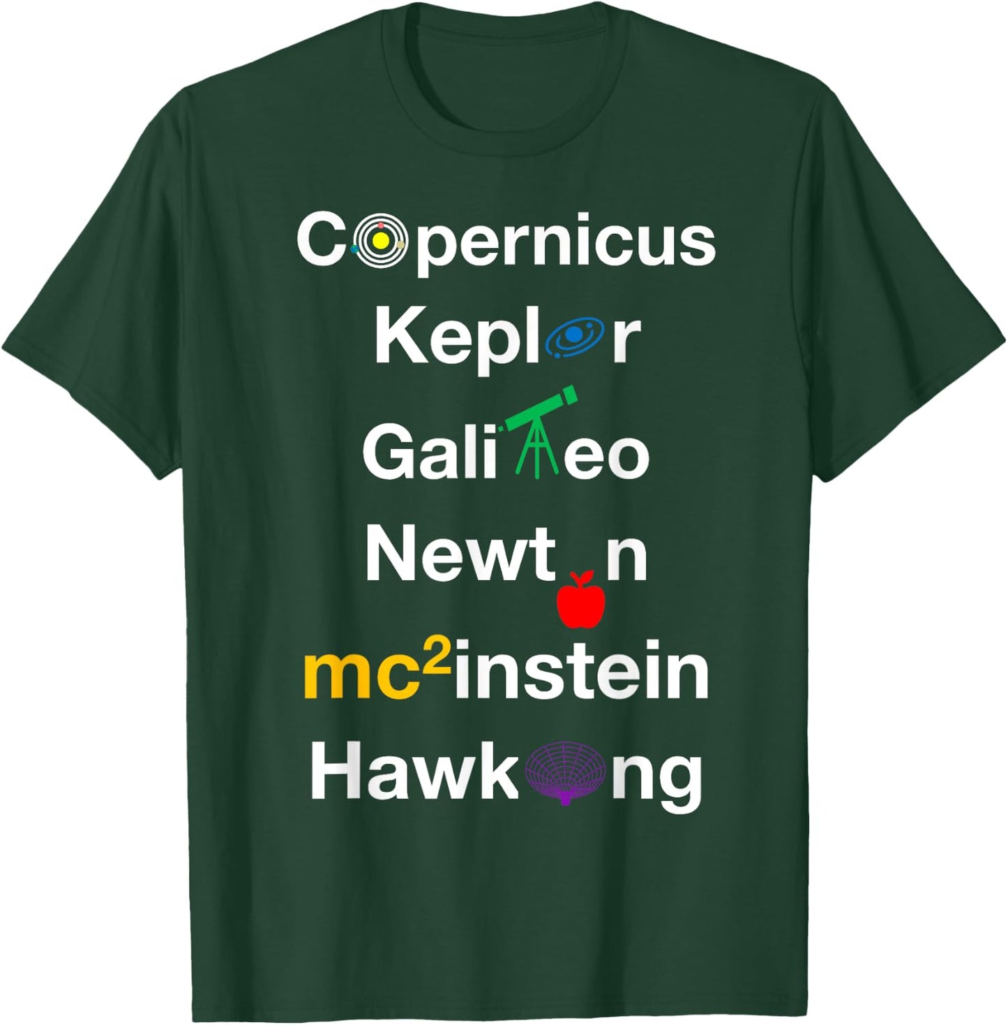 Nerdy Copernicus Galileo Kepler Newton Space Scientists Gift T-Shirt - T-Shirt | Forest