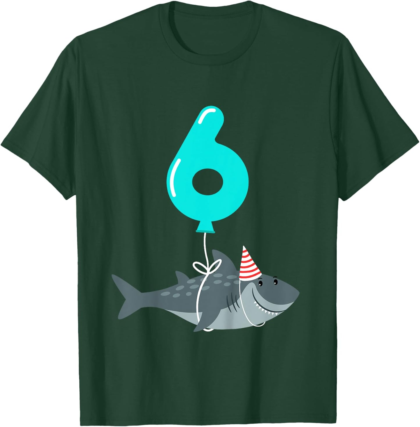 6th Birthday Shark Shirt | Cute 6 Year Old Shark Gift Shirt T-Shirt - T-Shirt | Forest