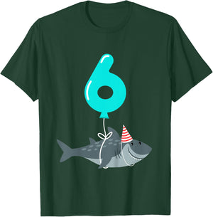 6th Birthday Shark Shirt | Cute 6 Year Old Shark Gift Shirt T-Shirt - T-Shirt | Forest