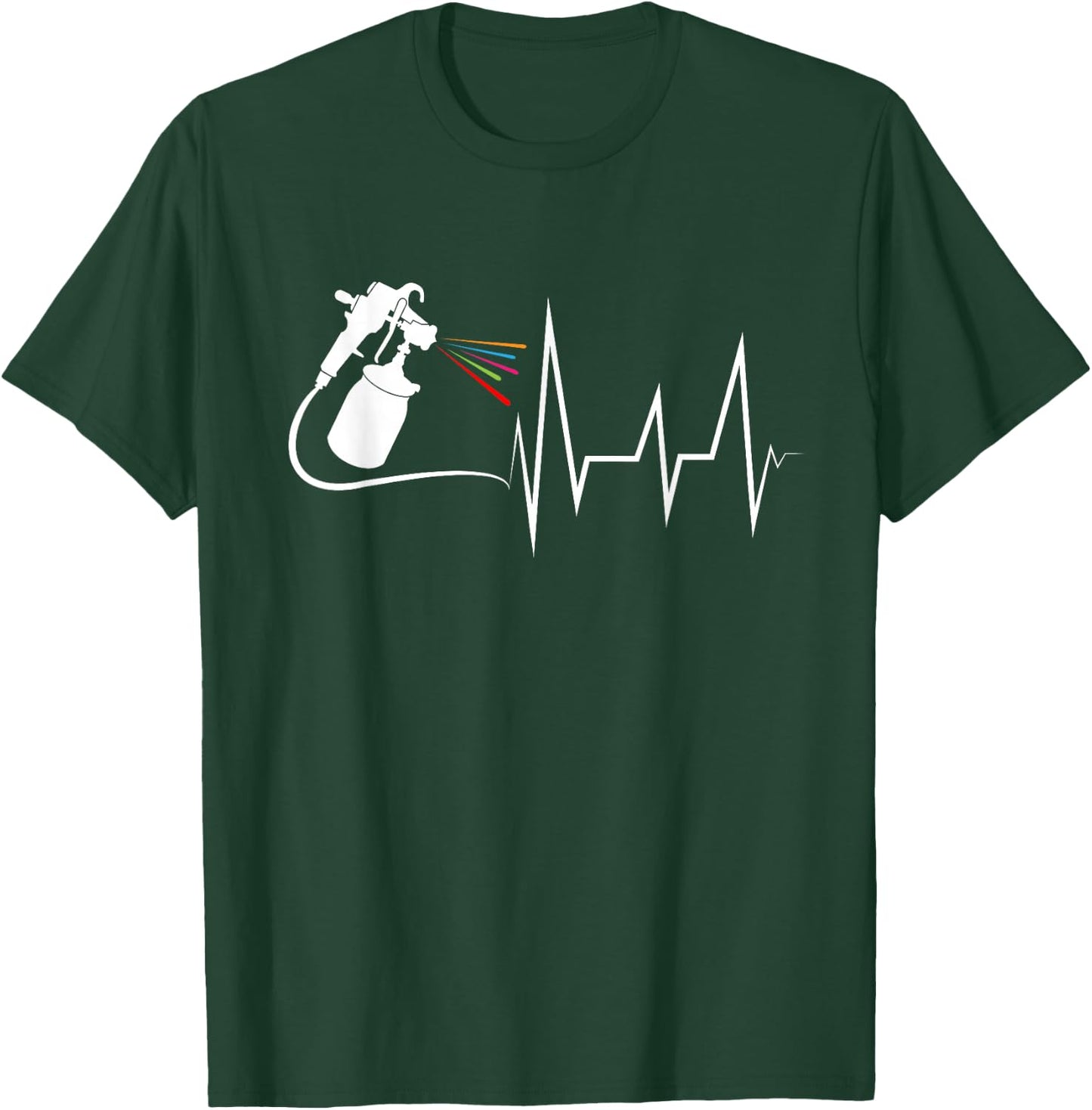 Car Painter Heartbeat Paint Gun Pulse EKG Auto Body Painter T-Shirt - T-Shirt | Forest