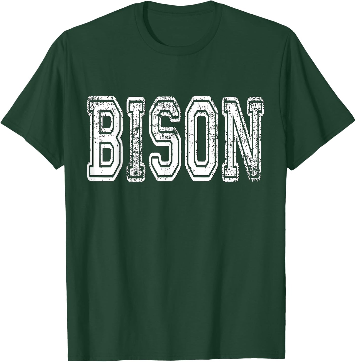 Bison Mascot Distressed Vintage School Sports Name Fans T-Shirt - T-Shirt | Forest