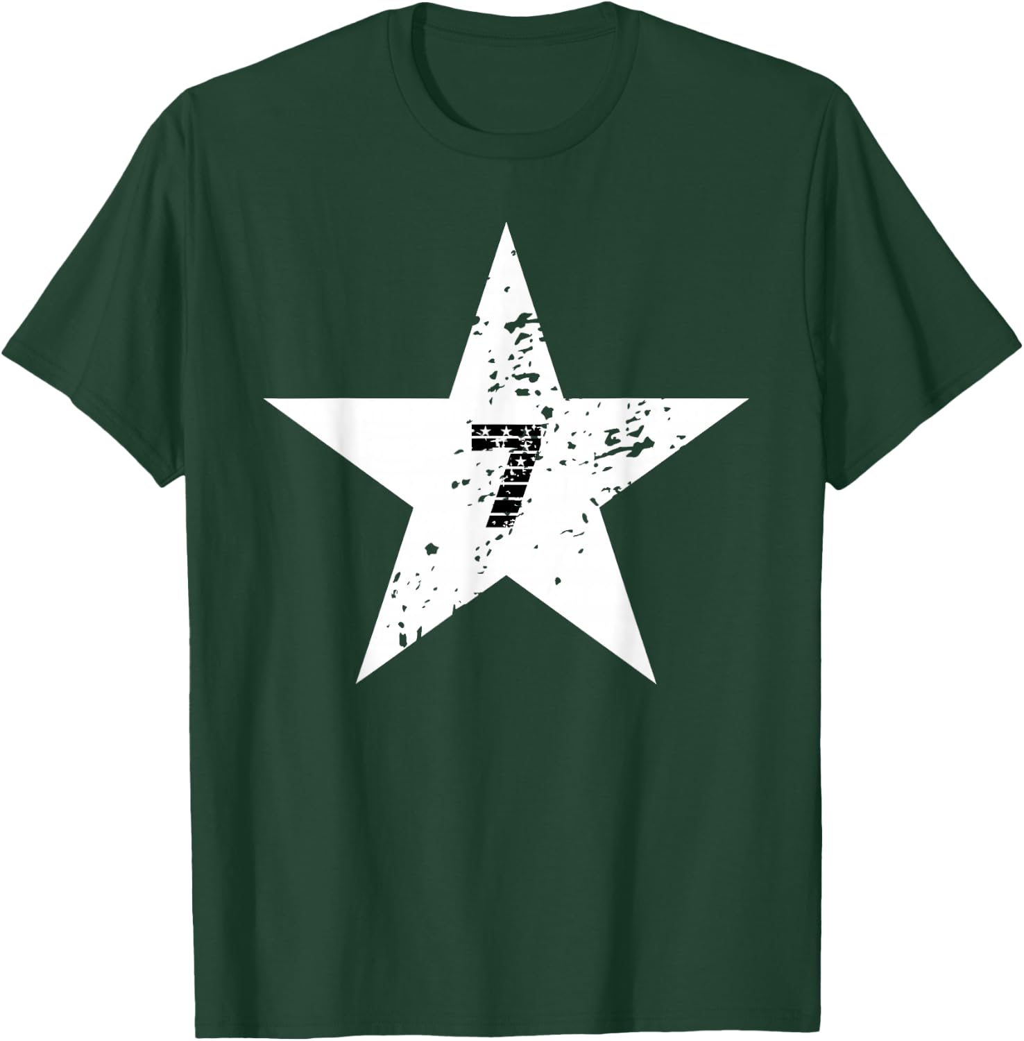 Number #7 Sport Vintage White Star Number T-Shirt - T-Shirt | Forest