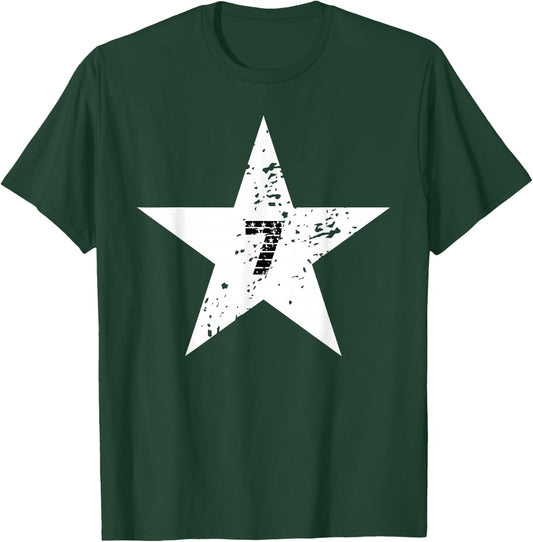 Number #7 Sport Vintage White Star Number T-Shirt - T-Shirt | Forest