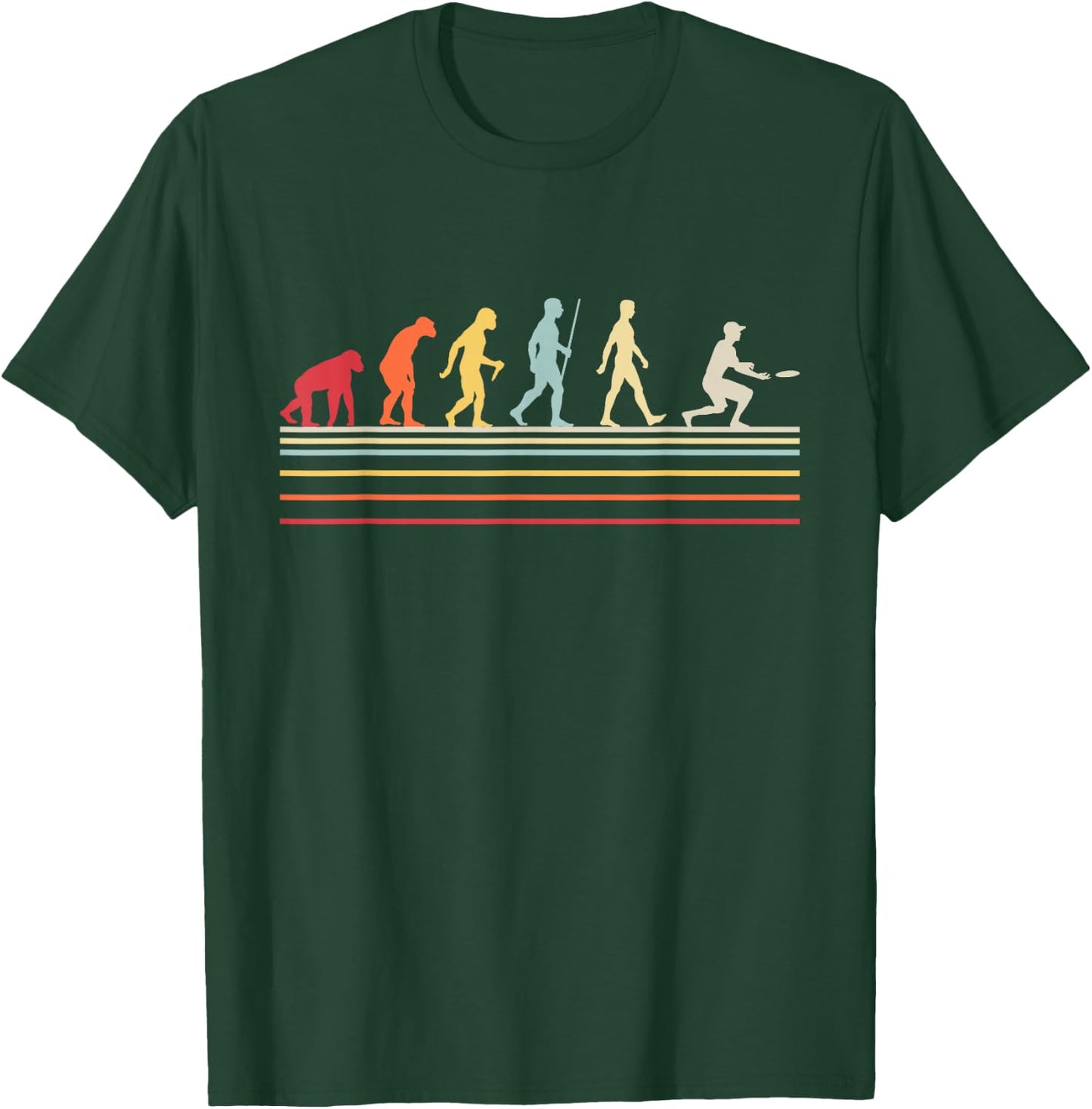 Funny Ultimate Frisbee Player Evolution Vintage Flying Disc T-Shirt - T-Shirt | Forest