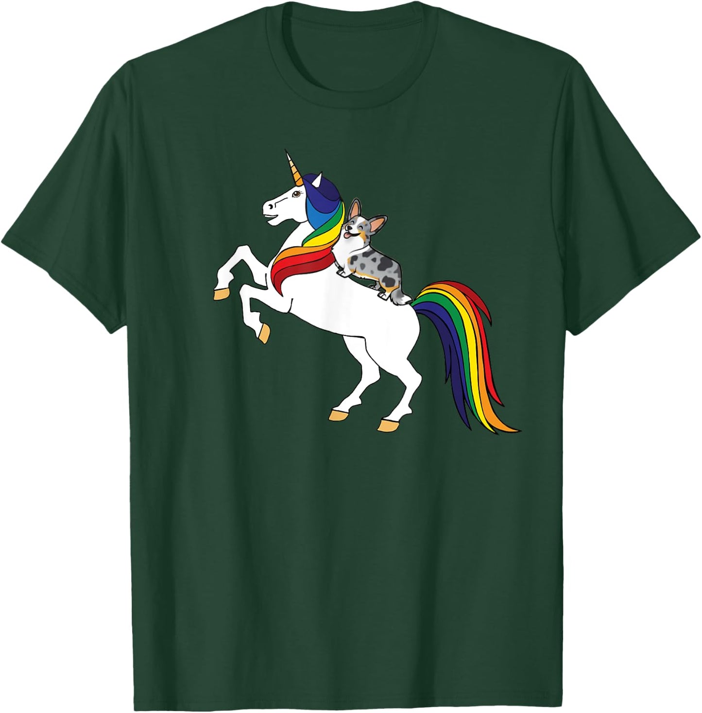 Funny Kawaii Kids Unicorn Cardigan Blue Merle Corgi Lover T-Shirt - T-Shirt | Forest