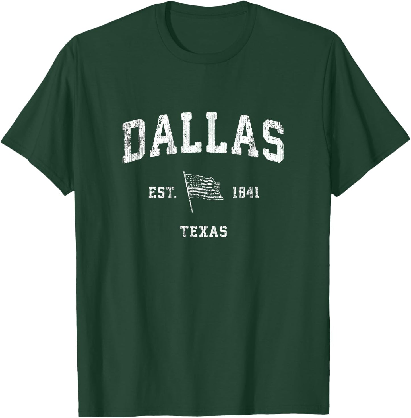 Dallas Texas TX Vintage US Flag Sports T-Shirt - T-Shirt | Forest