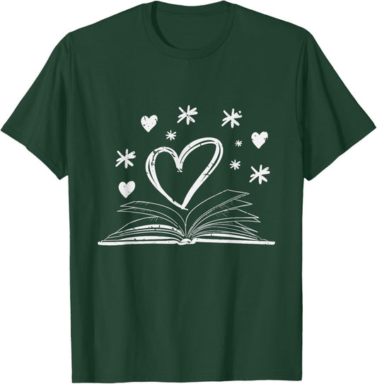 Bookworm Librarian Valentines Day Gift Book Reading T-Shirt - T-Shirt | Forest