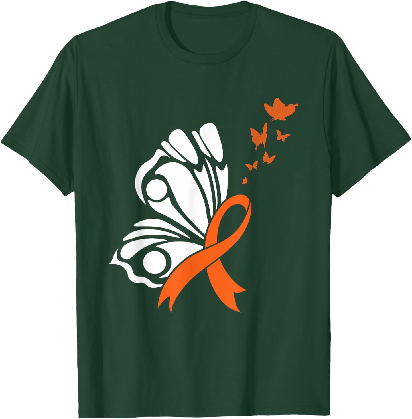 Butterfly Blood Cancer Awareness Leukemia Orange Ribbon Hope T-Shirt - T-Shirt | Forest