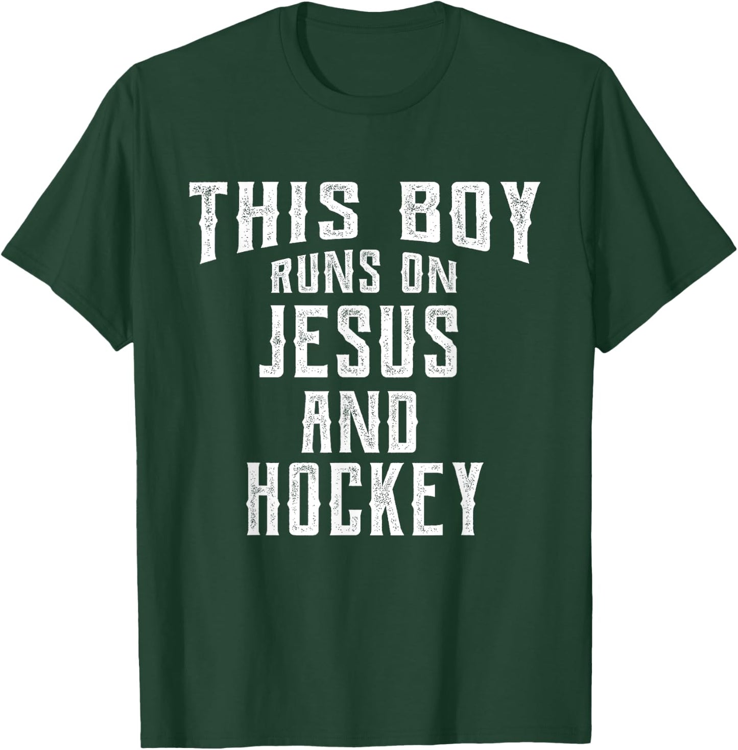 This Boy Runs On Jesus And Hockey Christian Gift T-Shirt - T-Shirt | Forest